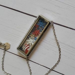 Origami Owl 4th of July Necklace w/ charms, chain and locket!